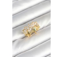 Pirinç Arpa Baget Zirkon Taşlı Kadın Yüzük - TJ-BYK3906