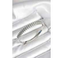 Gümüş Renk Zirkon Taşlı Pirinç Kadın Kelepçe - TJ-BB8020