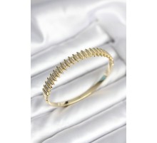 Gold Renk Zirkon Taşlı Pirinç Kadın Kelepçe - TJ-BB8021