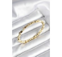 Zirkon Taşlı Küp Şerit Model Pirinç Gold Renk Kadın Bileklik - TJ-BB8022