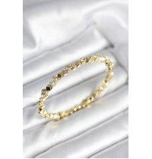 Zirkon Taşlı Küp Şerit Model Pirinç Gold Renk Kadın Bileklik - TJ-BB8022