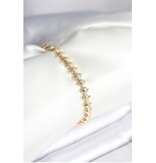 Pirinç Gold Renk Zirkon Taşlı Baklava Model Kadın Bileklik - TJ-BB8024