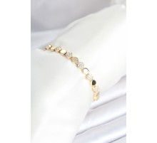 Pirinç Gold Renk Nokta Model Zirkon Taşlı Kadın Bileklik - TJ-BB8026