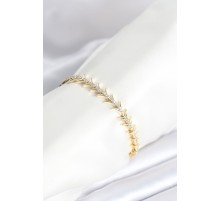 Pirinç Gold Renk Balık Sırtı Model Zirkon Taşlı Kadın Bileklik - TJ-BB8027