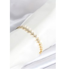 Pirinç Gold Renk Balık Sırtı Model Zirkon Taşlı Kadın Bileklik - TJ-BB8027