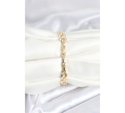 Pirinç Gold Renk Zincir Model Zirkon Taşlı Kadın Bileklik - TJ-BB8029