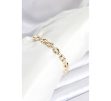 Pirinç Gold Renk Zincir Model Zirkon Taşlı Kadın Bileklik - TJ-BB8029