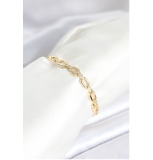 Pirinç Gold Renk Kare Zincir Model Zirkon Taşlı Kadın Bileklik - TJ-BB8030