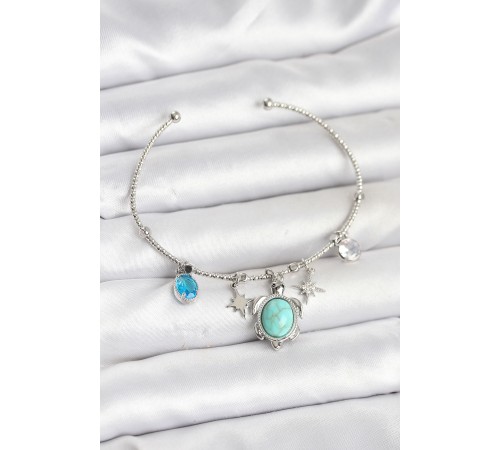 Caretta Caretta Charmlı Gümüş Renk Kadın Bileklik - TJ-BB8034