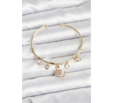 Kuğu Charmlı Gold Renk Kadın Bileklik - TJ-BB8035