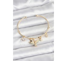 Anka Kuşu Charmlı Gold Renk Pirinç Kadın Bileklik - TJ-BB8039