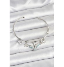 Anka Kuşu Charmlı Gümüş Renk Pirinç Kadın Bileklik - TJ-BB8040