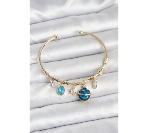 Gezegen Charmlı Gold Renk Pirinç Kadın Bileklik - TJ-BB8047