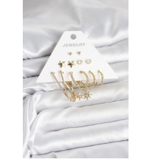 6 Çift Kadın Küpe Seti Gold Renk - TJ-BKP11318