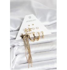 Pirinç Gold Renk 6 Çift Kadın Küpe Seti - TJ-BKP11321