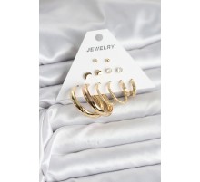 Gold Renk 6 Çiftli Pirinç Kadın Küpe Seti - TJ-BKP11323