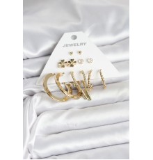 Pirinç Gold Renk 6 Çift Kadın Küpe Seti - TJ-BKP11325