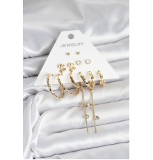 Gold Renk 6 Çift Pirinç Kadın Küpe Seti - TJ-BKP11326