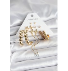 Gold Renk Pirinç 6 Çift Kadın Küpe Seti - TJ-BKP11328