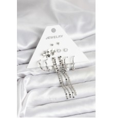 Pirinç Gümüş Renk 6 Çift Kadın Küpe - TJ-BKP11336