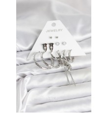 Gümüş Renk Pirinç 6'lı Kadın Küpe Seti - TJ-BKP11337