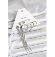 Gümüş Renk Pirinç 6 Çift Kadın Küpe Seti - TJ-BKP11338