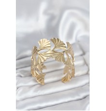 Pirinç Gold Renk Levha Yelpaze Model Kadın Bileklik - TJ-BB8053