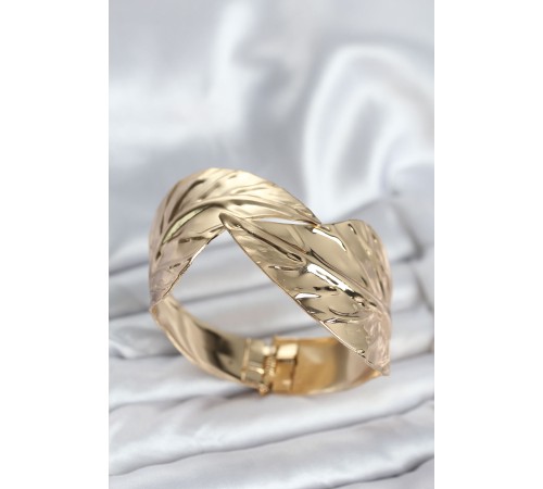 Pirinç Gold Renk Yaprak Model Kadın Bileklik - TJ-BB8060