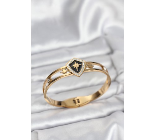 316L Çelik Gold Renk Kutup Yıldızı Kelepçe Bileklik - TJ-BB8068