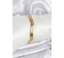 316L Çelik Gold Renk 65 mm Ajda Zikzak Model 3lü Kadın Bileklik - TJ-BB8075