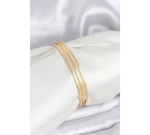 316L Çelik Gold Renk Simli Model Ajda 65 mm Kadın Bileklik - TJ-BB8076