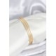316L Çelik Gold Renk Simli Model Ajda 65 mm Kadın Bileklik - TJ-BB8076