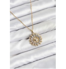 316L Çelik Zincir Gold Renk Güneş Model Kadın Kolye - TJ-BKO10605