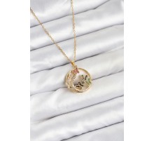 316L Çelik Zincir Gold Renk Zirkon Taşlı Kelebekli Kadın Kolye - TJ-BKO10609