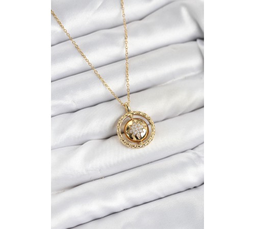 316L Çelik Zincir Gold Renk Kutup Yıldızı Model Kadın Kolye - TJ-BKO10614