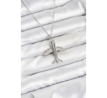 316L Çelik Zincir Gümüş Renk Uçak Model Kadın Kolye - TJ-BKO10616