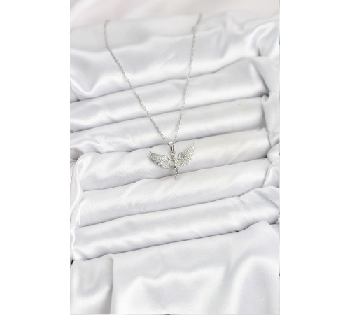 316L Çelik Zincir Gümüş Renk Melek Model Kadın Kolye - TJ-BKO10622