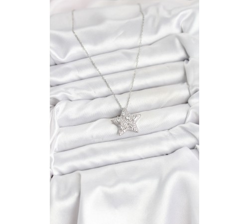 316L Çelik Zincir Gümüş Renk Yıldız Model Kadın Kolye - TJ-BKO10624