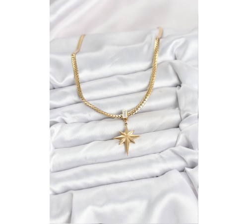 316L Çelik Zincir Gold Renk Kutup Yıldızı Model Kadın Kolye - TJ-BKO10627