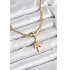 316L Çelik Zincir Gold Renk Kutup Yıldızı Model Kadın Kolye - TJ-BKO10627
