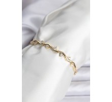 Zikzak Model Pirinç Gold Renk Bileklik - TJ-BB8080