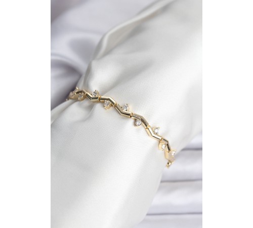 Zikzak Model Pirinç Gold Renk Bileklik - TJ-BB8080