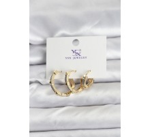 Gold Renk Zirkon Taşlı Kadın Küpe - TJ-BKP11342