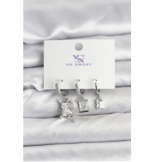 Gümüş Renk Zirkon Taşlı Kadın Küpe - TJ-BKP11343