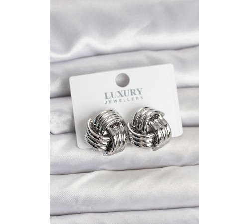 Pirinç Sarmal Gümüş Renk Kadın Küpe - TJ-BKP11347