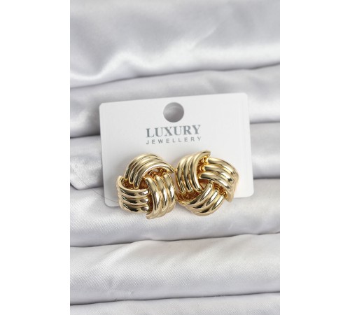 Pirinç Sarmal Gold Renk Kadın Küpe - TJ-BKP11348