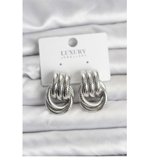 Gümüş Renk Halka Modelli Pirinç Kadın Küpe - TJ-BKP11351