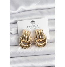 Gold Renk Halka Modelli Pirinç Kadın Küpe - TJ-BKP11352