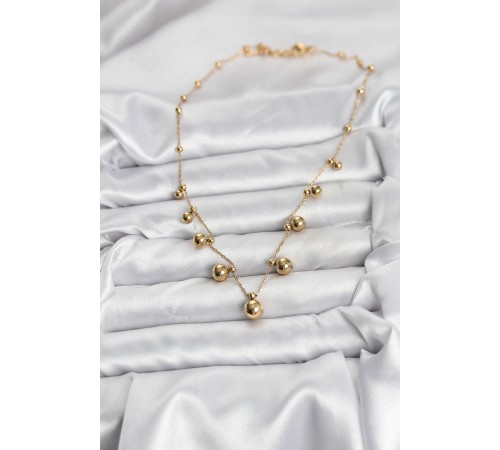316L Çelik Zincir Gold Renk Topçuklu Kolye - TJ-BKO10632
