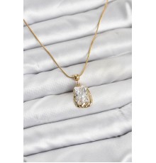 316L Çelik Zincir Gold Renk Zirkon Taşlı Kadın Kolye - TJ-BKO10633